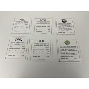 2007 Monopoly Electronic Banking Board Game Replacement‎ 6 Title Deed Cards